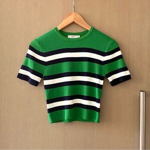 Zara green striped knit top
